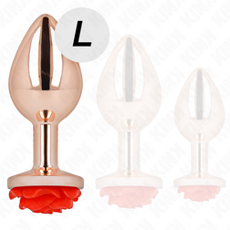 Plug bijou Or rose avec rose rouge 10.2 cm taille L — gros plan