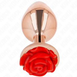 Plug bijou Or rose avec rose rouge 10.2 cm taille L — vue de profil