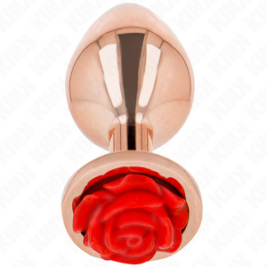 Plug bijou Or rose avec rose rouge 8.9 cm taille M — vue de profil