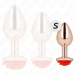 Plug bijou Or rose avec rose rouge 7.0 cm taille S — gros plan
