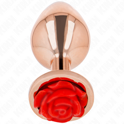 Plug bijou Or rose avec rose rouge 7.0 cm taille S — vue de profil