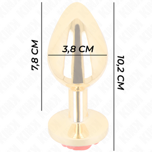 Plug bijou Or avec rose rouge 10.2 cm taille L — vue détaillée