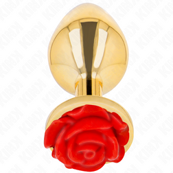 Plug bijou Or avec rose rouge 10.2 cm taille L — gros plan