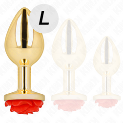 Plug bijou Or avec rose rouge 10.2 cm taille L — vue de profil