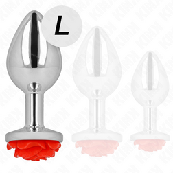 Plug bijou rose rouge acier 10.2 cm taille L — gros plan