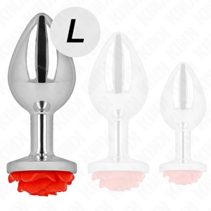 Plug bijou rose rouge acier 10.2 cm taille L — gros plan