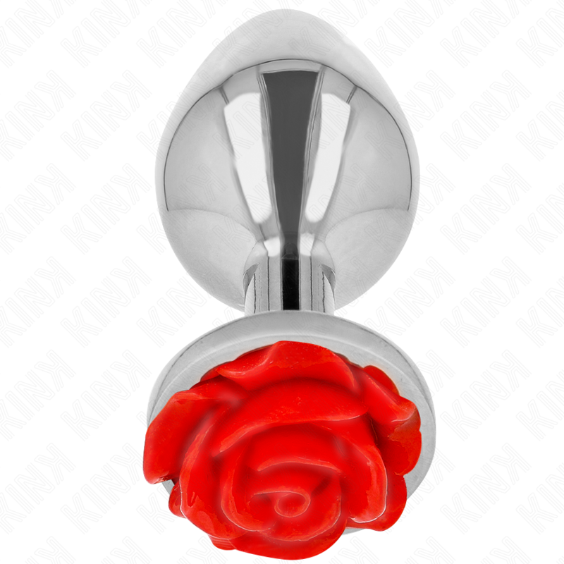Plug bijou rose rouge acier 10.2 cm taille L — vue de profil