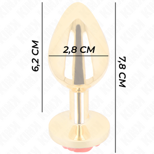Plug bijou Or avec rose rouge 7.0 cm taille S — vue détaillée