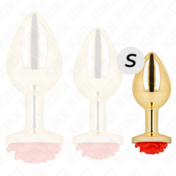 Plug bijou Or avec rose rouge 7.0 cm taille S — gros plan