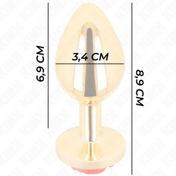 Plug bijou Or avec rose rouge 8.9 cm taille M — gros plan