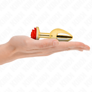Plug bijou Or avec rose rouge 8.9 cm taille M — Pleasure Plugs · Kink Pleasure Plugs · Plugs bijoux