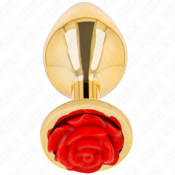 Plug bijou Or avec rose rouge 8.9 cm taille M — emballage