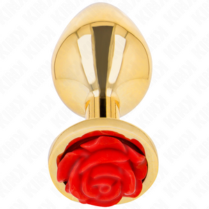 Plug bijou Or avec rose rouge 8.9 cm taille M — emballage