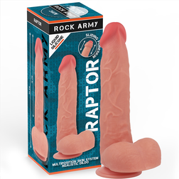 Gode réaliste Rock Army dual density 24 cm avec testicules — Raptor peau avec base ventouse plate