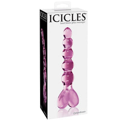 Gode perlé en verre — Icicles N.43 poignée cœur
