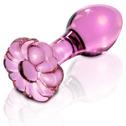 Plug verre rose avec base fleur sculptée — Icicles N.48 — vue de face