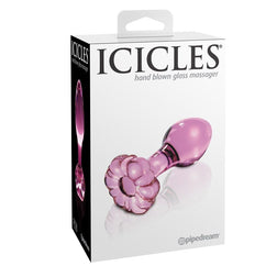 Plug verre rose avec base fleur sculptée — Icicles N.48