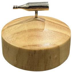 Jeu tournez la bouteille avec socle en bois et bouteille métallique pivotante