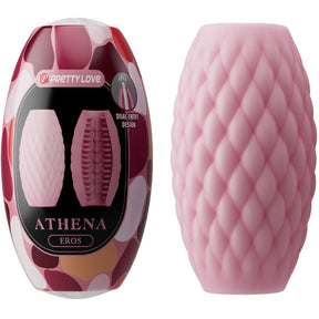 Masturbateur homme Masturbateur double entrée texturé rose — Athena Eros en TPE rose vu de face