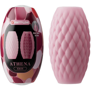 Masturbateur homme Masturbateur double entrée texturé rose — Athena Eros en TPE rose vu de face