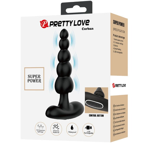 PRETTY LOVE VIBRATEUR ANAL CORBAN 10 VIBRATIONS NOIR