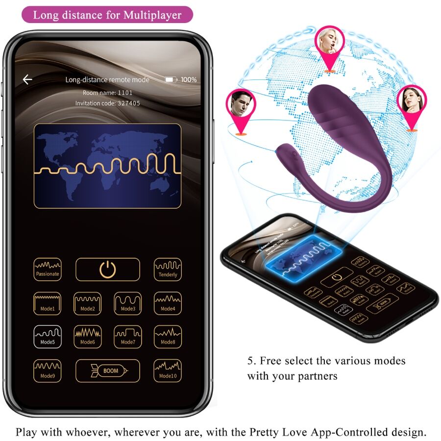 PRETTY LOVE VIBRATEUR CONTROLE PAR APPLICATION LEVIATHAN VIOLET