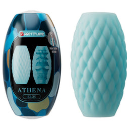 Masturbateur homme Masturbateur ouvert texturé — Athena Eros en TPR bleu vu de face
