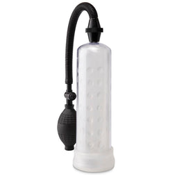 Power Pump manual penis pump with clear silicone sleeve.