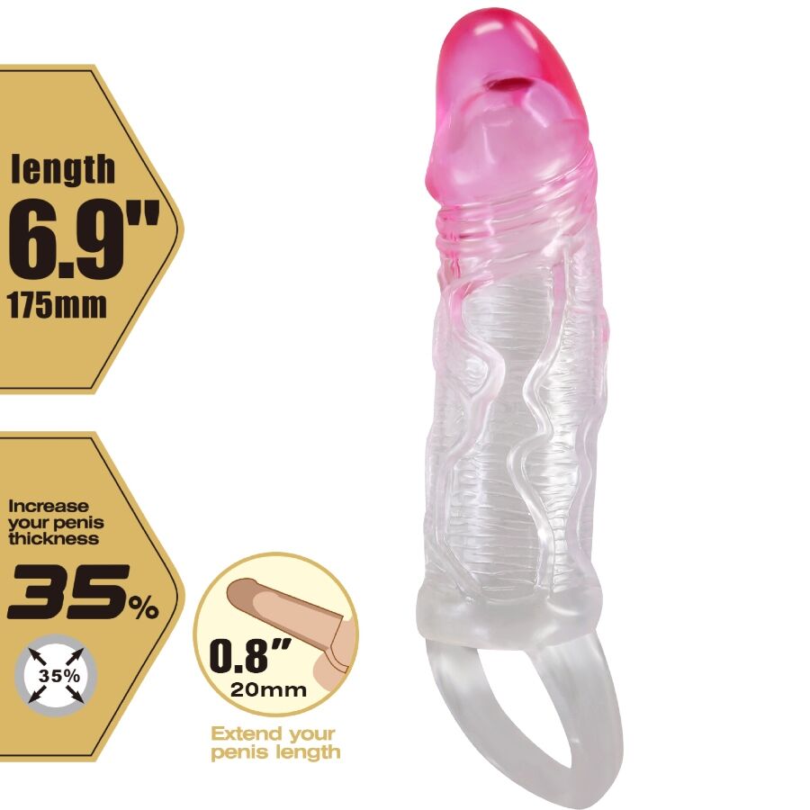 PRETTY LOVE ODES REALISTISCHE 2-CM-PENISVERLÄNGERUNGSHÜLLE ROSA