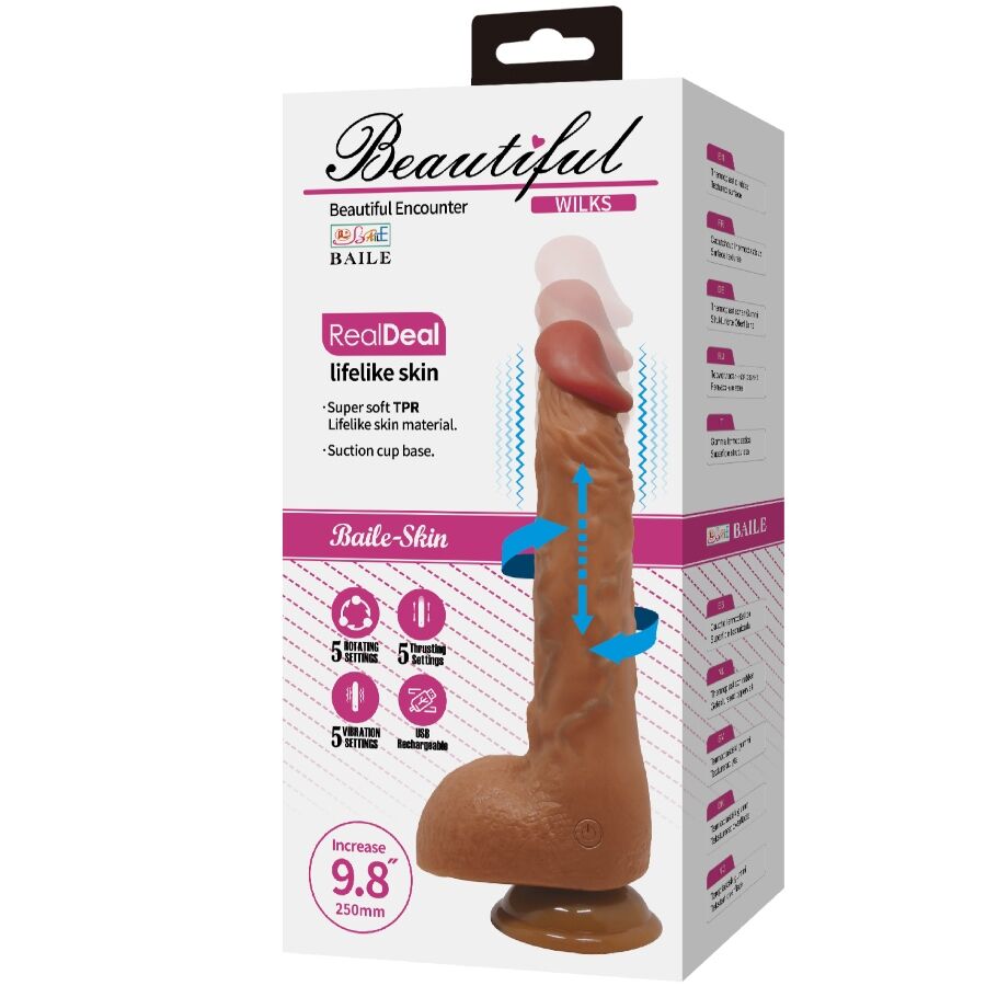 BAILE MAGNIFIQUE VIBRATEUR REALISTE WILKS 5 REGLAGES 25 CM MULATO