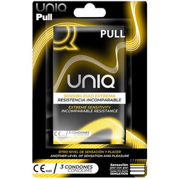 Uniq Préservatifs sans latex avec languettes de pose facile 3 unités — Pull en résine synthétique AT-10 vu de face