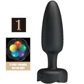 Plug anal Tarion noir et sa base lumineuse à cinq couleurs