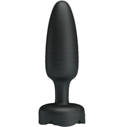 Plug anal Tarion en silicone noir, corps effilé et base à quatre lobes
