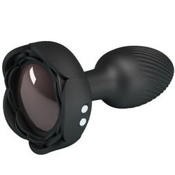 Vue latérale du plug anal vibrant en silicone noir