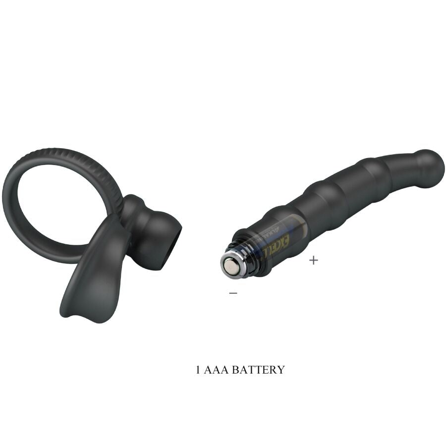 PRETTY LOVE ANNEAU PENIS VIBRANT TATUM AVEC PLUG 10 VIBRATIONS NOIR