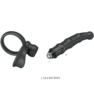 PRETTY LOVE ANNEAU PENIS VIBRANT TATUM AVEC PLUG 10 VIBRATIONS NOIR