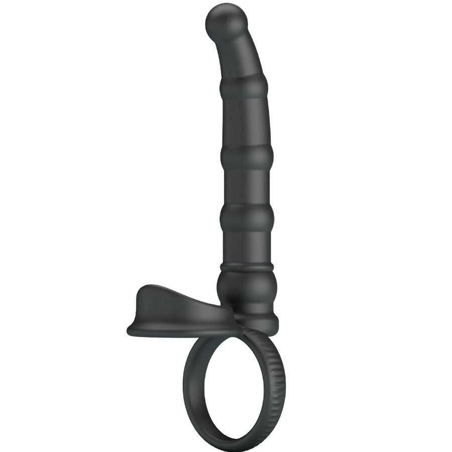 PRETTY LOVE ANNEAU PENIS VIBRANT TATUM AVEC PLUG 10 VIBRATIONS NOIR