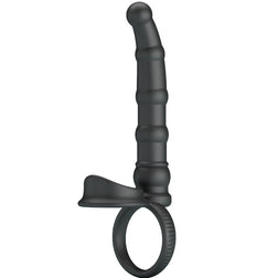 PRETTY LOVE ANNEAU PENIS VIBRANT TATUM AVEC PLUG 10 VIBRATIONS NOIR