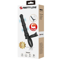 PRETTY LOVE ANNEAU PENIS VIBRANT TATUM AVEC PLUG 10 VIBRATIONS NOIR