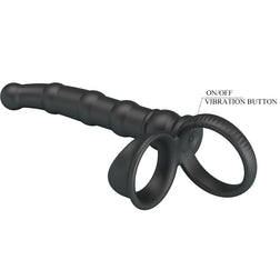 PRETTY LOVE ANNEAU PENIS VIBRANT TATUM AVEC PLUG 10 VIBRATIONS NOIR