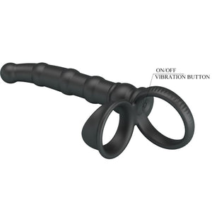 PRETTY LOVE ANNEAU PENIS VIBRANT TATUM AVEC PLUG 10 VIBRATIONS NOIR