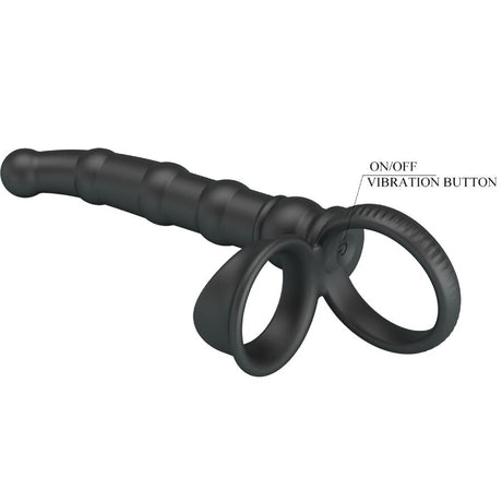 PRETTY LOVE ANNEAU PENIS VIBRANT TATUM AVEC PLUG 10 VIBRATIONS NOIR