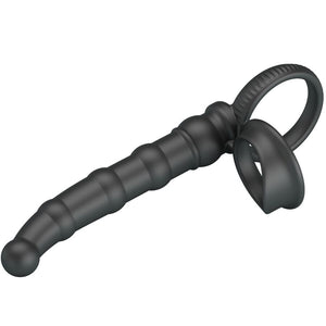 PRETTY LOVE ANNEAU PENIS VIBRANT TATUM AVEC PLUG 10 VIBRATIONS NOIR