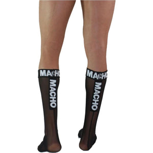 Chaussettes hautes semi-transparentes noires — vue de profil
