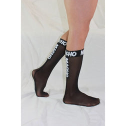 Chaussettes hautes semi-transparentes noires