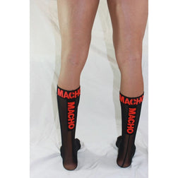 Chaussettes hautes semi-transparentes noir et rouge