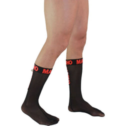 Chaussettes hautes semi-transparentes noir et rouge