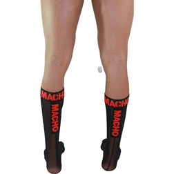 Chaussettes hautes semi-transparentes noir et rouge