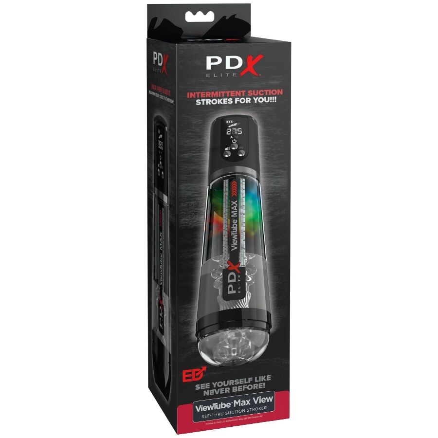 PDX ELITE VIEWTUBE MAX VIEW MASTURBATEUR AUTOMATIQUE AVEC ASPIRATION TRANSPARENTE