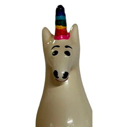 Préservatif fantaisie peint main — Licorne Arc-En-Ciel vu de face